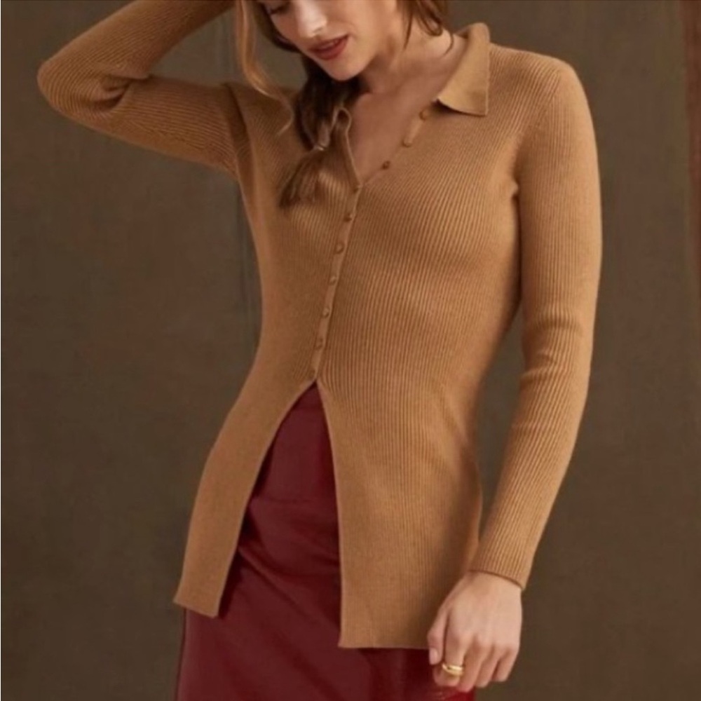Anthropologie Maeve button down ribbed tunic sweater